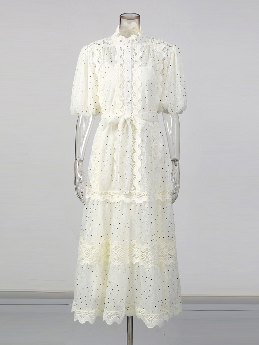 TWOTWINSTYLE Dot Print Sheer D – Linen Dress Wrap recenzja i cena