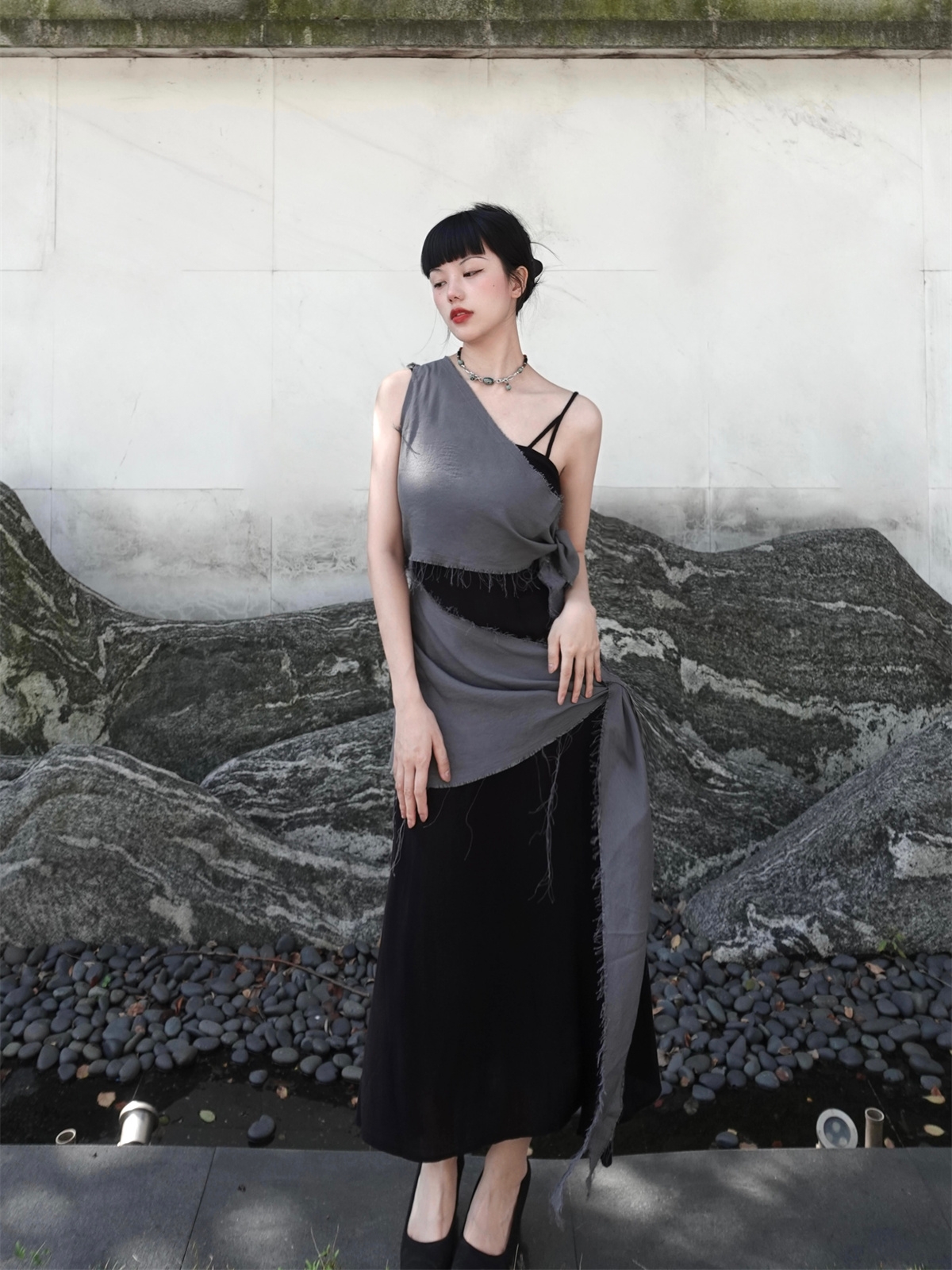 Chill Grey Cotton Linen Black  – Linen Dress Wrap recenzja i cena