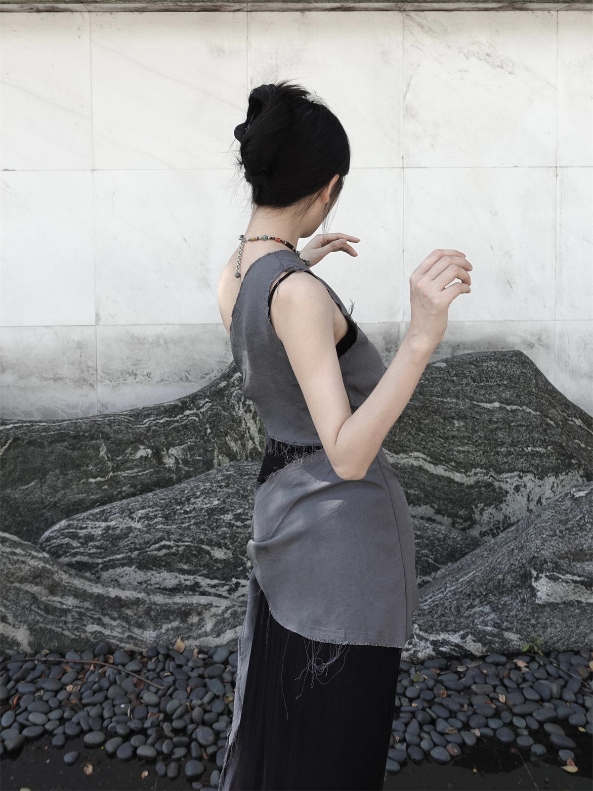 Chill Grey Cotton Linen Black  – Linen Dress Wrap recenzja i cena
