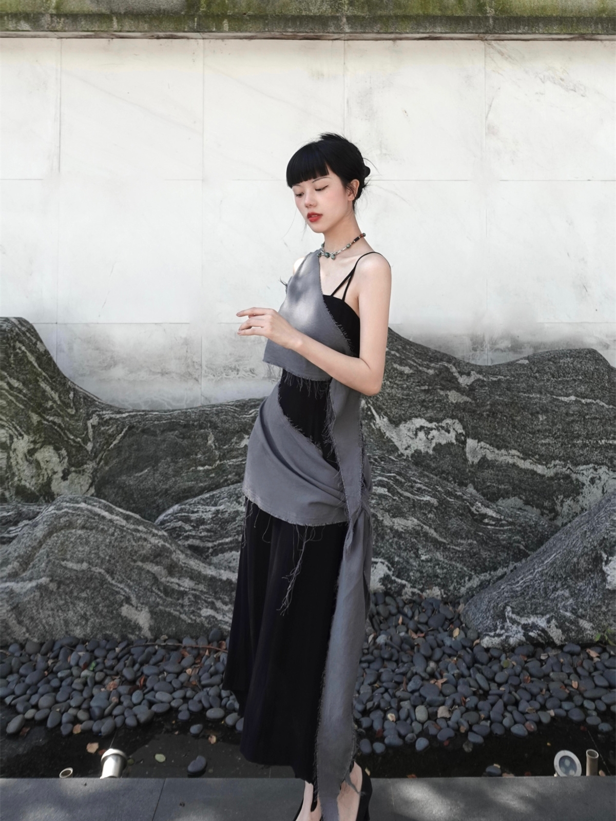Chill Grey Cotton Linen Black  – Linen Dress Wrap recenzja i cena
