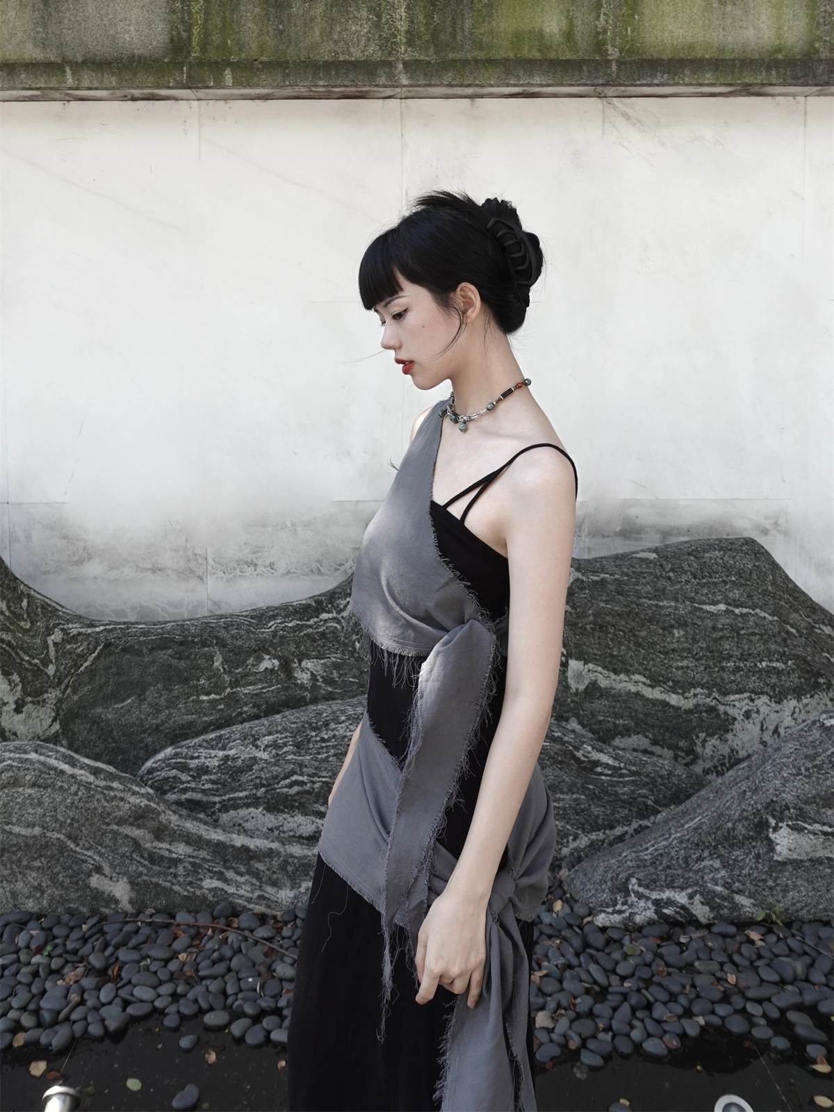 Chill Grey Cotton Linen Black  – Linen Dress Wrap recenzja i cena