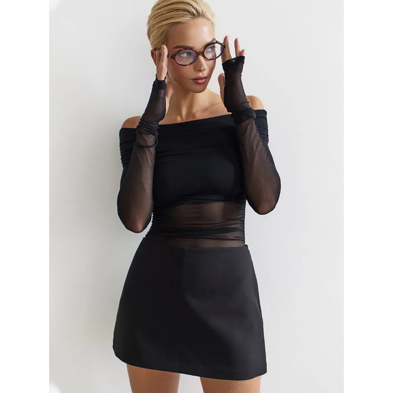 Women  Mesh Off Shoulder Top S – Blouse Off Shoulder recenzja i cena