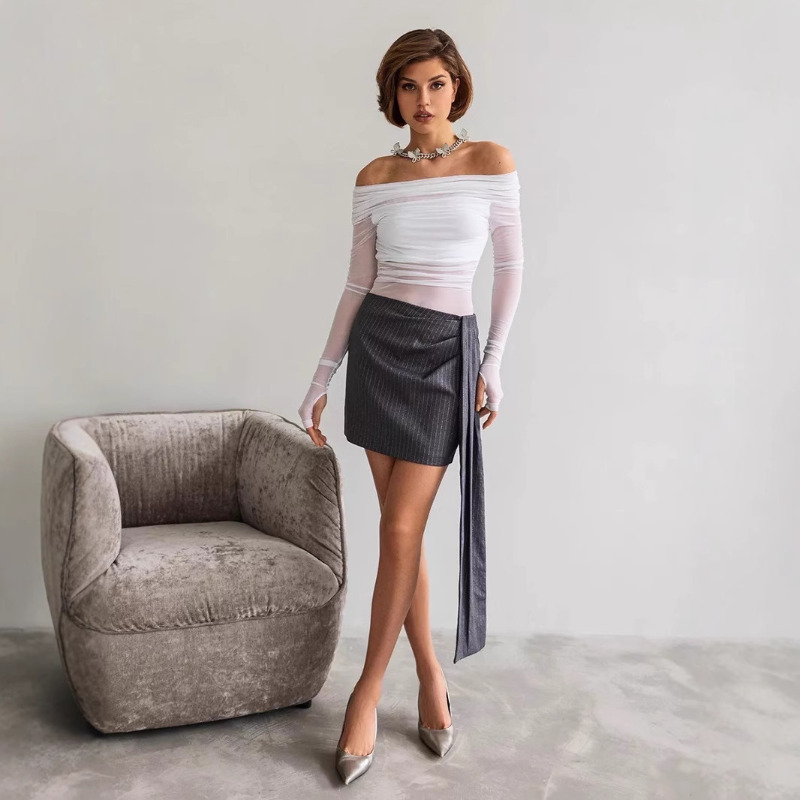 Women  Mesh Off Shoulder Top S – Blouse Off Shoulder recenzja i cena