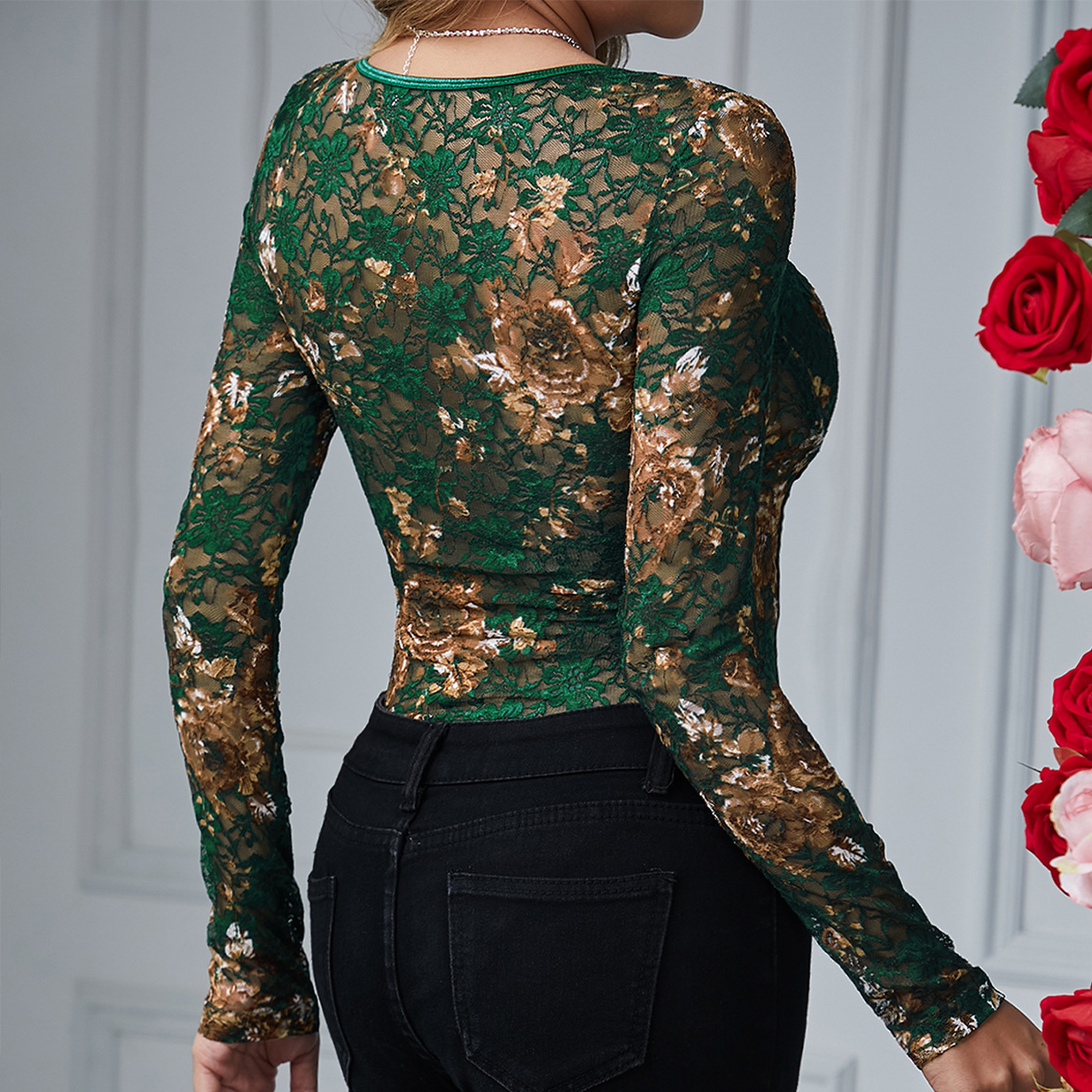 Sexy Lace Bodysuit Women Squar – Romper Floral Print recenzja i cena