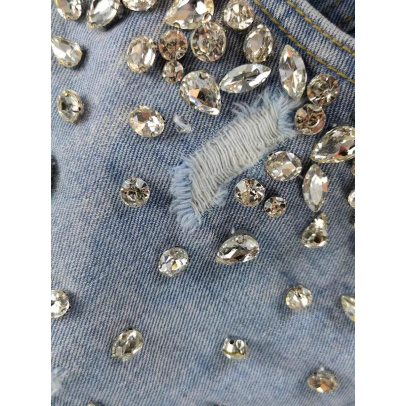 Hot girl style rhinestone ripp – Shorts Denim Frayed recenzja i cena