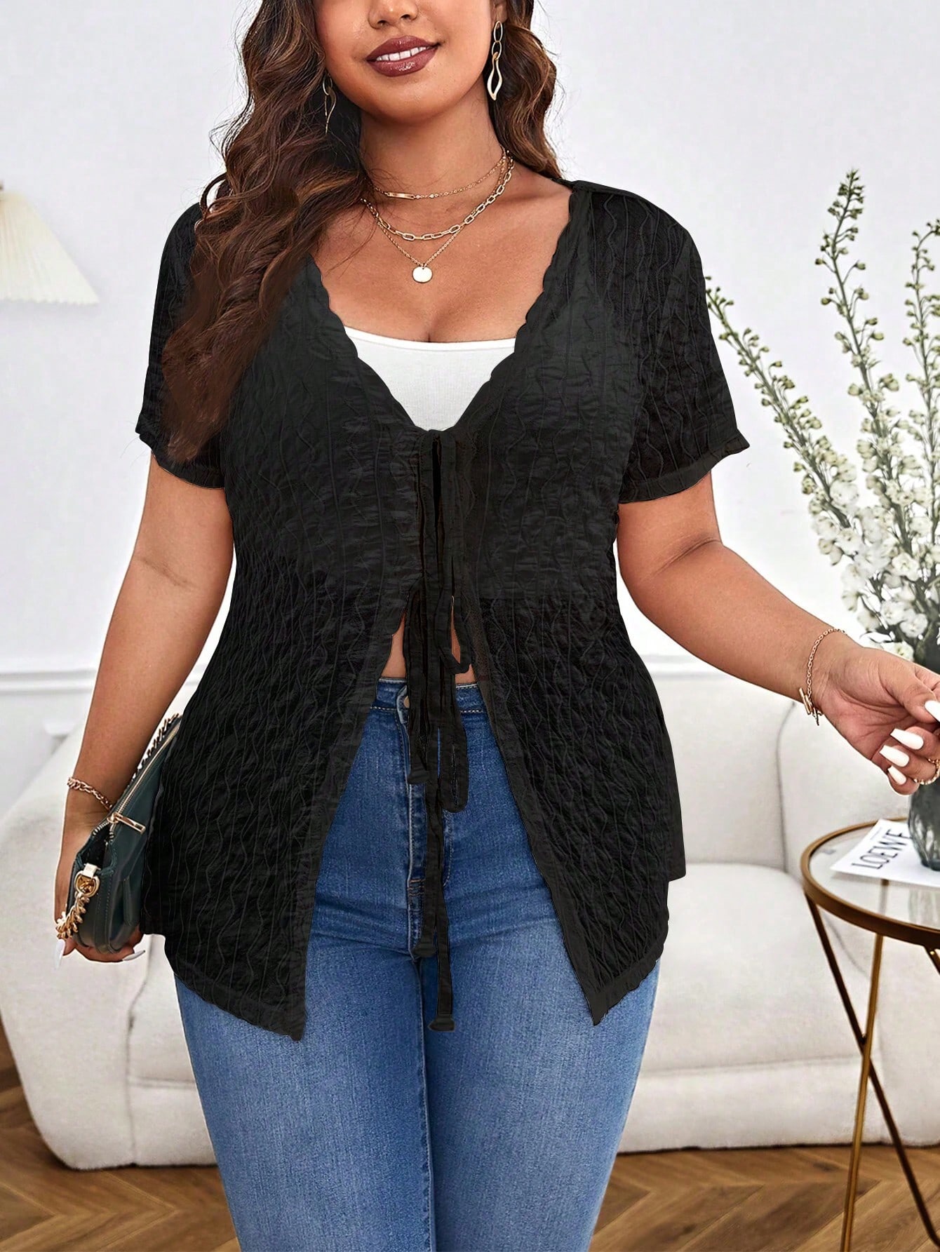 Spring Summer Plus Size Women  – Kimono Sheer Floral recenzja i cena