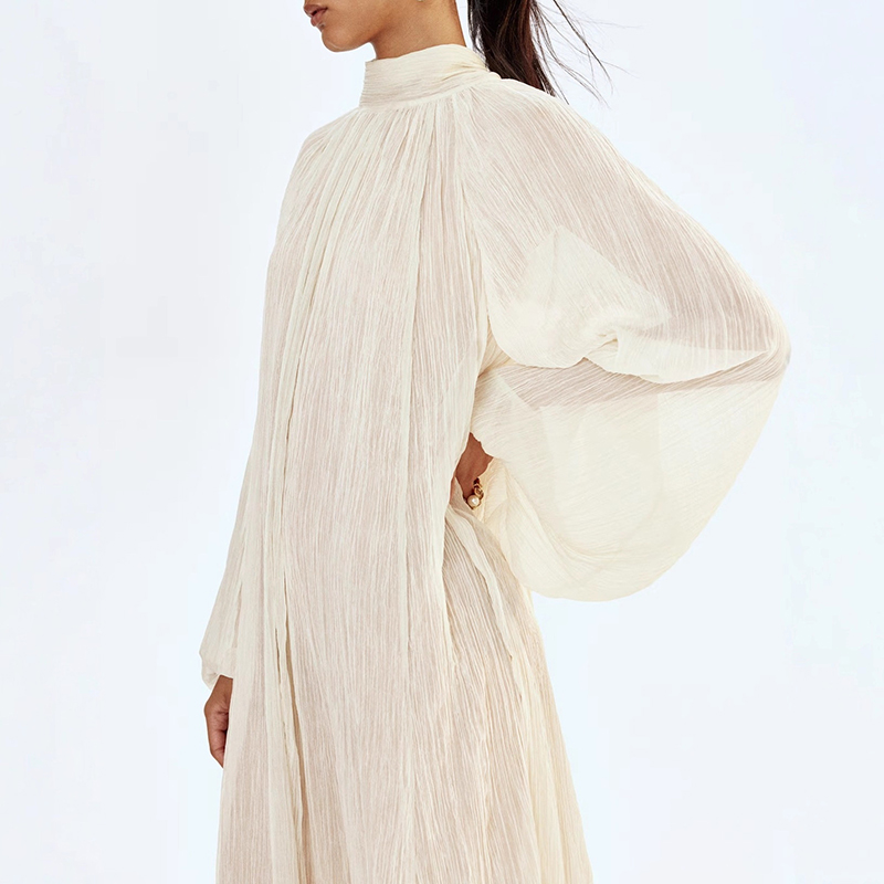 Ladies O-neck Long Sleeved Ple – Linen Dress Wrap recenzja i cena
