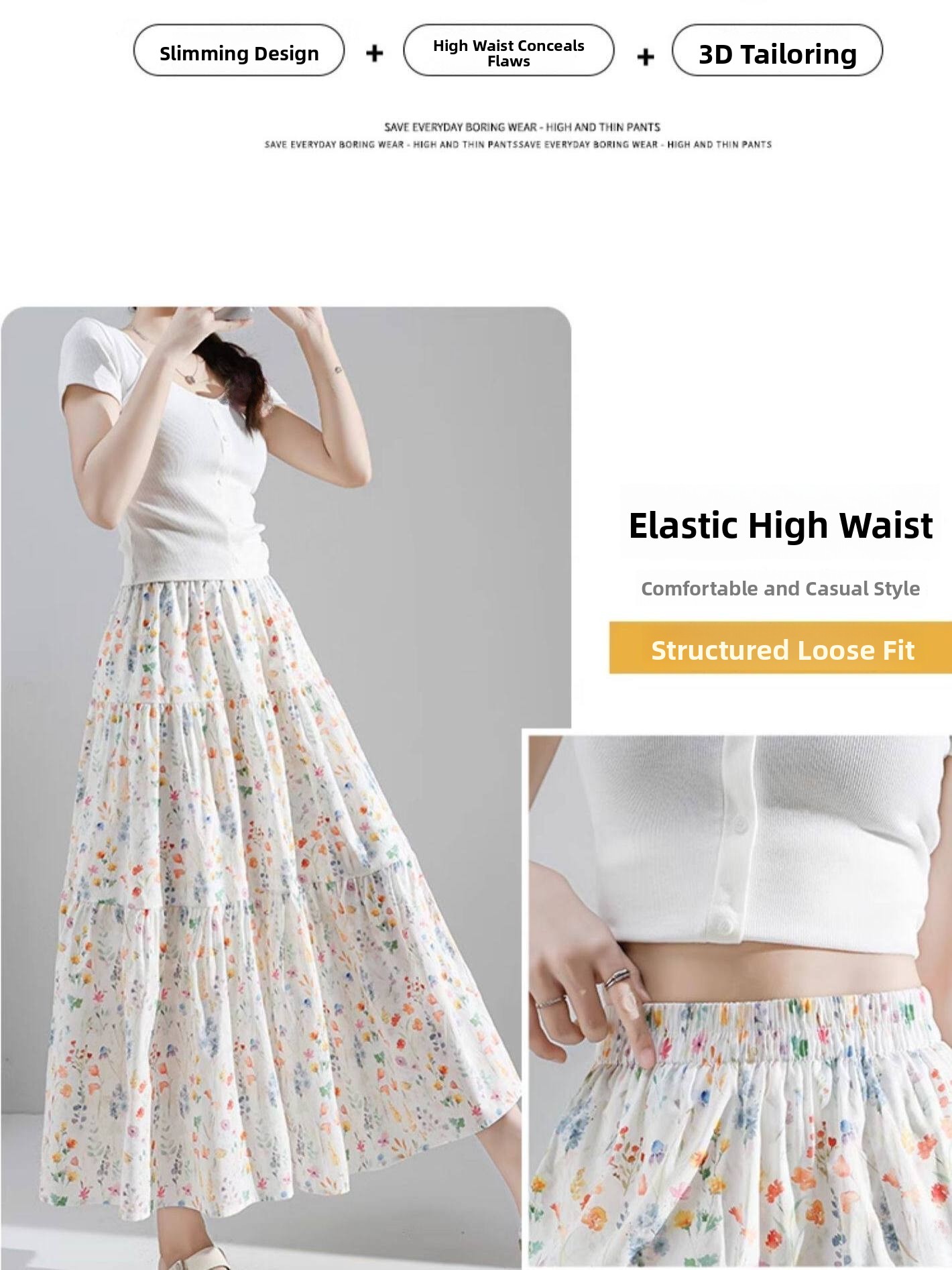 plus Size Floral Print A-Line  – Midi Skirt Floral recenzja i cena