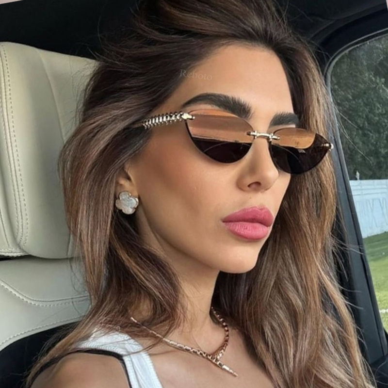 New Cat Eye Rivet Rimless Sung – Sunglasses Cat Eye recenzja i cena