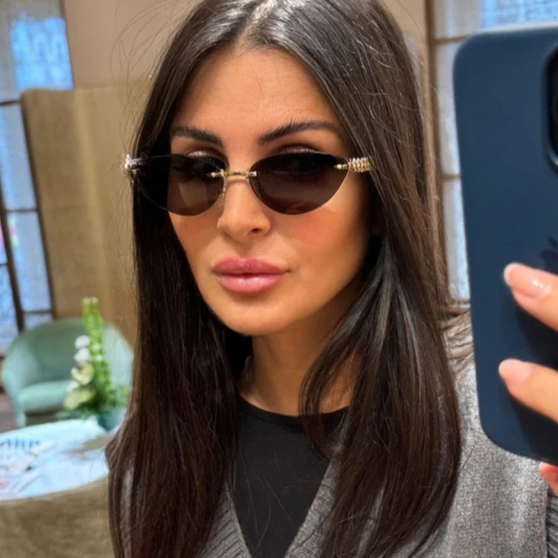 New Cat Eye Rivet Rimless Sung – Sunglasses Cat Eye recenzja i cena