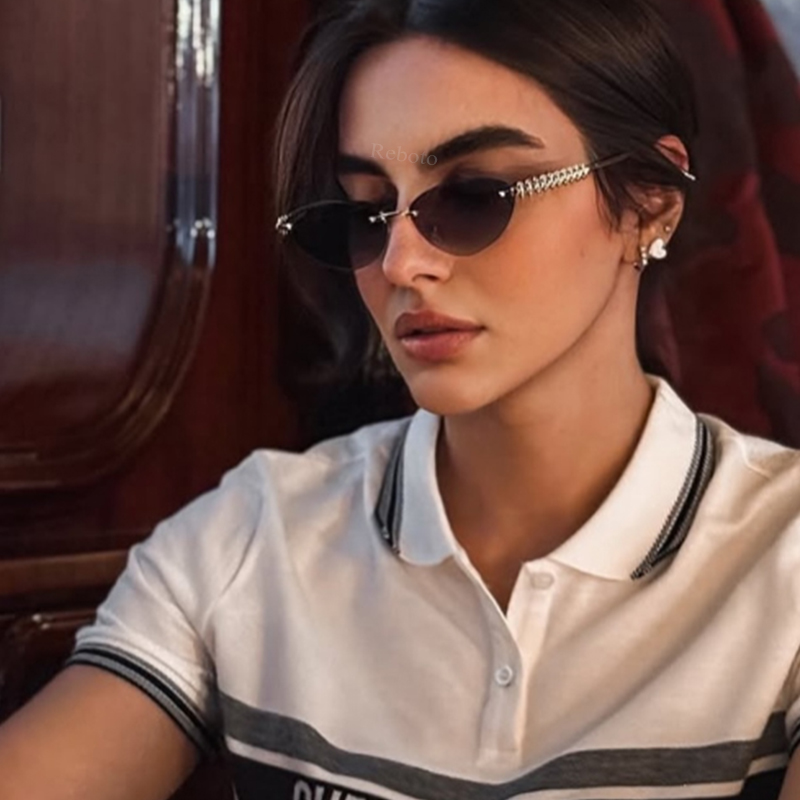 New Cat Eye Rivet Rimless Sung – Sunglasses Cat Eye recenzja i cena