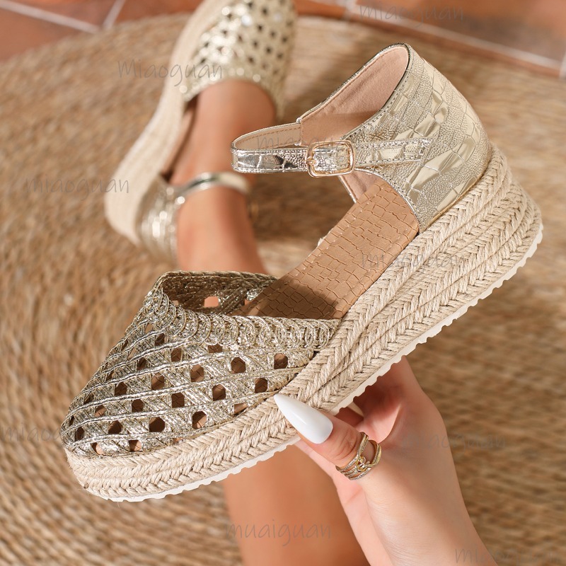 Boho Women's Hollow Out Woven  – Wedge Espadrille Women recenzja i cena