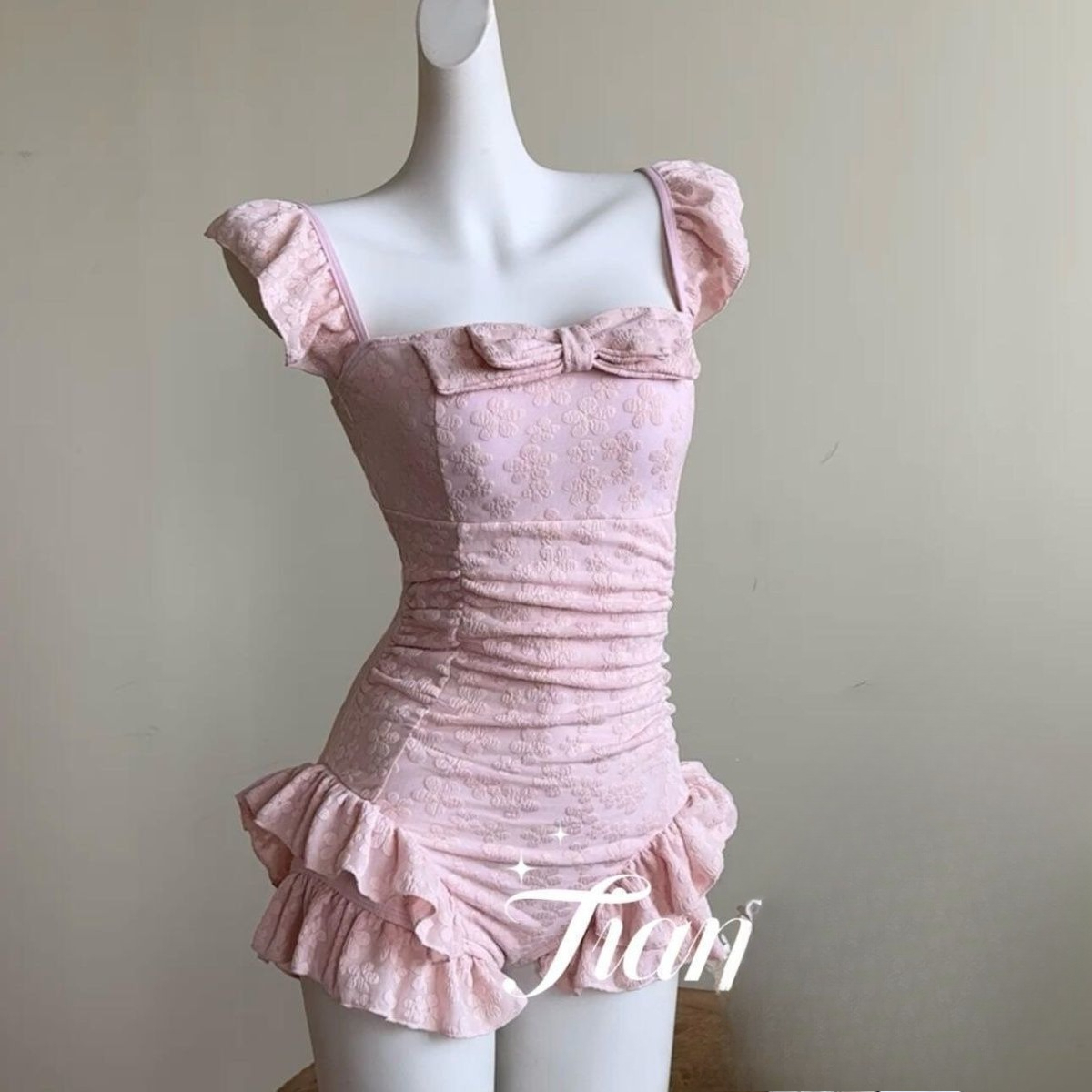 Swimsuit Women Pink Jacquard F – Swimsuit Bikini Ruched recenzja i cena