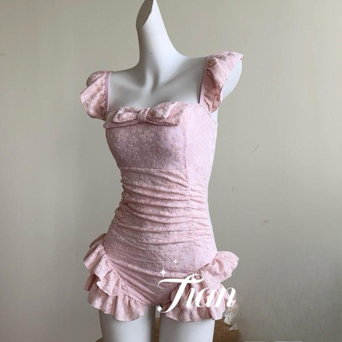Swimsuit Women Pink Jacquard F – Swimsuit Bikini Ruched recenzja i cena