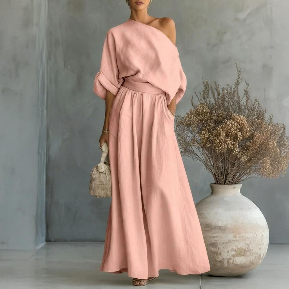 Women Blouse Pants Set Elegant – Blouse Off Shoulder recenzja i cena
