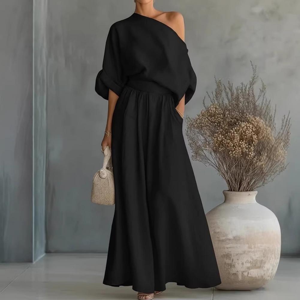 Women Blouse Pants Set Elegant – Blouse Off Shoulder recenzja i cena