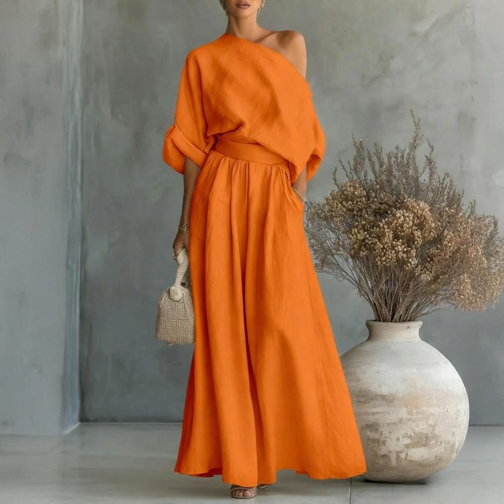 Women Blouse Pants Set Elegant – Blouse Off Shoulder recenzja i cena
