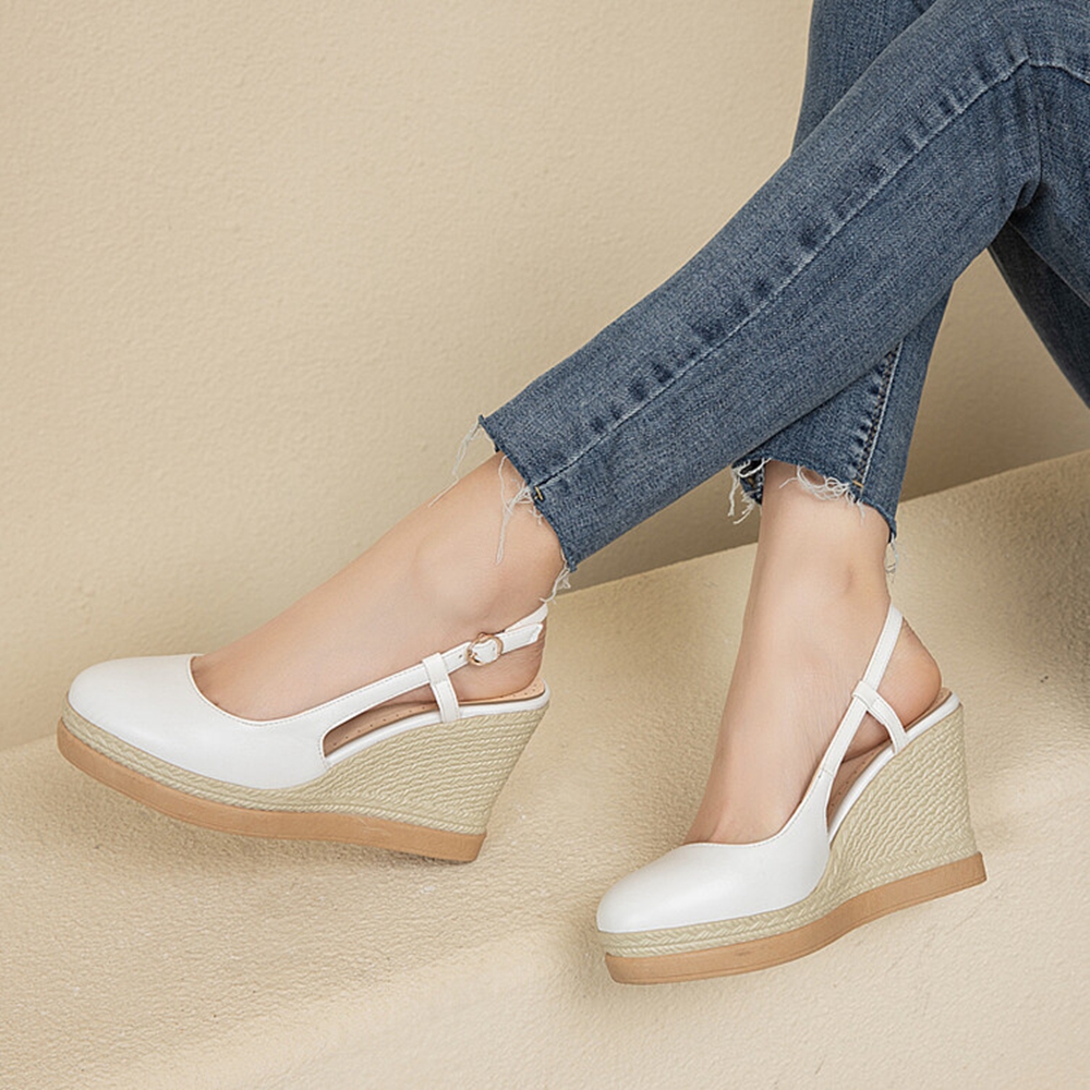 Women's T‑Strap Wedge Sandals  – Wedge Espadrille Women recenzja i cena