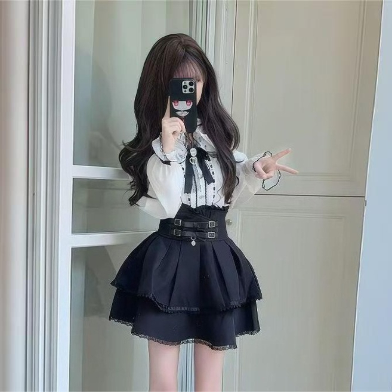 Japanese Gothic Y2k Lolita Sty – Blouse Off Shoulder recenzja i cena
