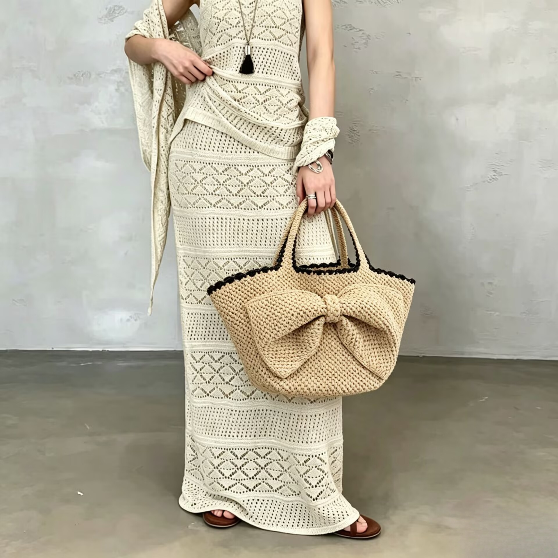 NEW raffia bow crochet handwov – Crochet Bag Raffia recenzja i cena