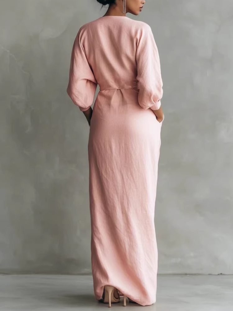 Women Linen Blend Wrap Maxi Dr – Linen Dress Wrap recenzja i cena