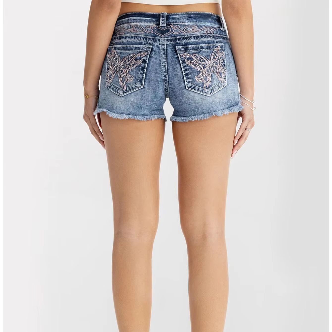 Women Clothes Butterfly Rhines – Shorts Denim Frayed recenzja i cena