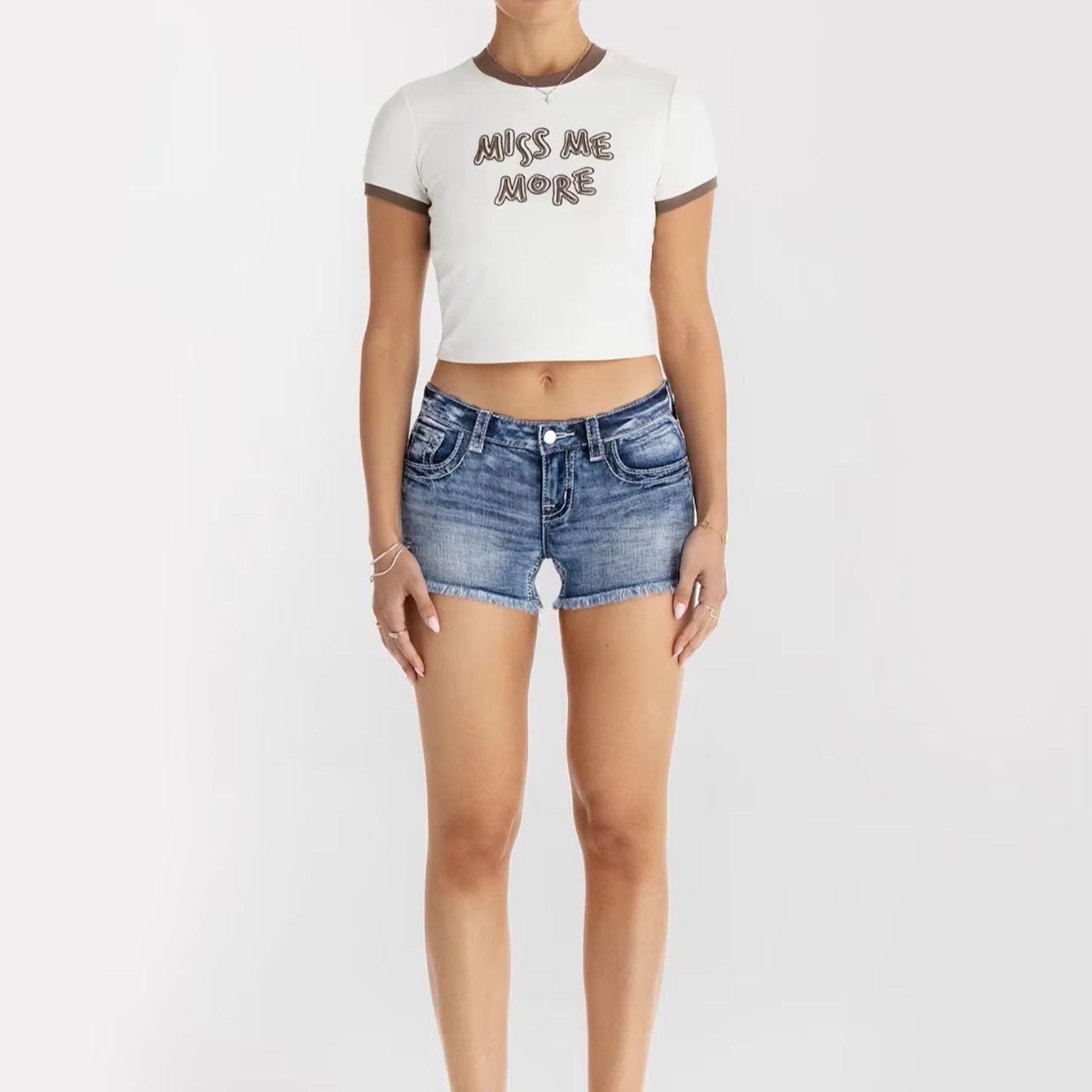 Women Clothes Butterfly Rhines – Shorts Denim Frayed recenzja i cena
