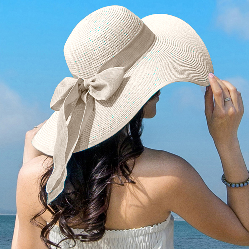 Summer Women Straw Hat Bowknot – Hat Floppy Wide recenzja i cena