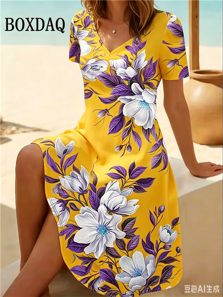 6XL Plus Size Women Dresses Su – Romper Floral Print recenzja i cena