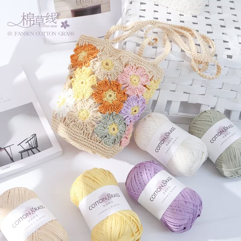 50g Cotton Grass Yarn Raffia S – Crochet Bag Raffia recenzja i cena