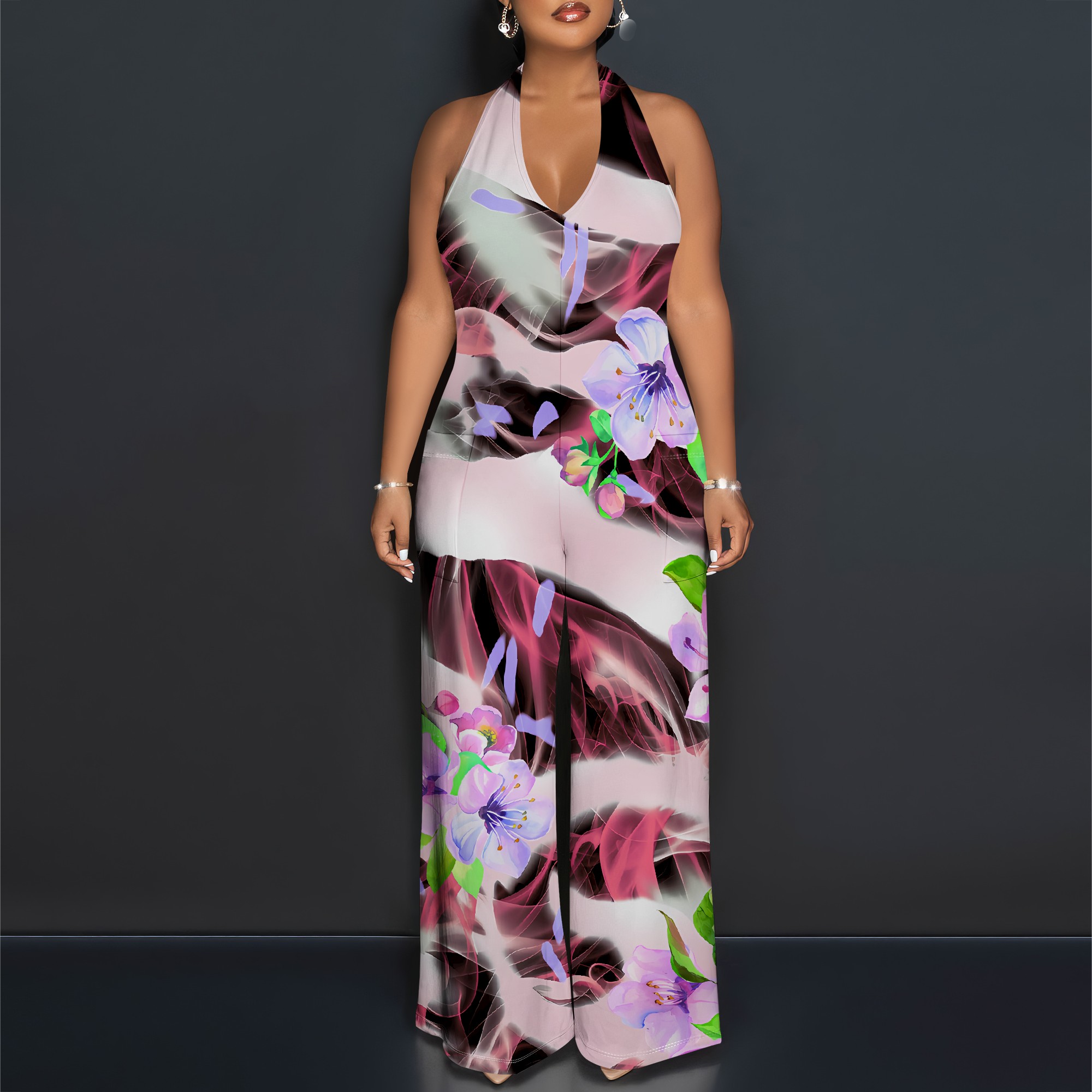 Floral Print Halter Jumpsuit - – Romper Floral Print recenzja i cena