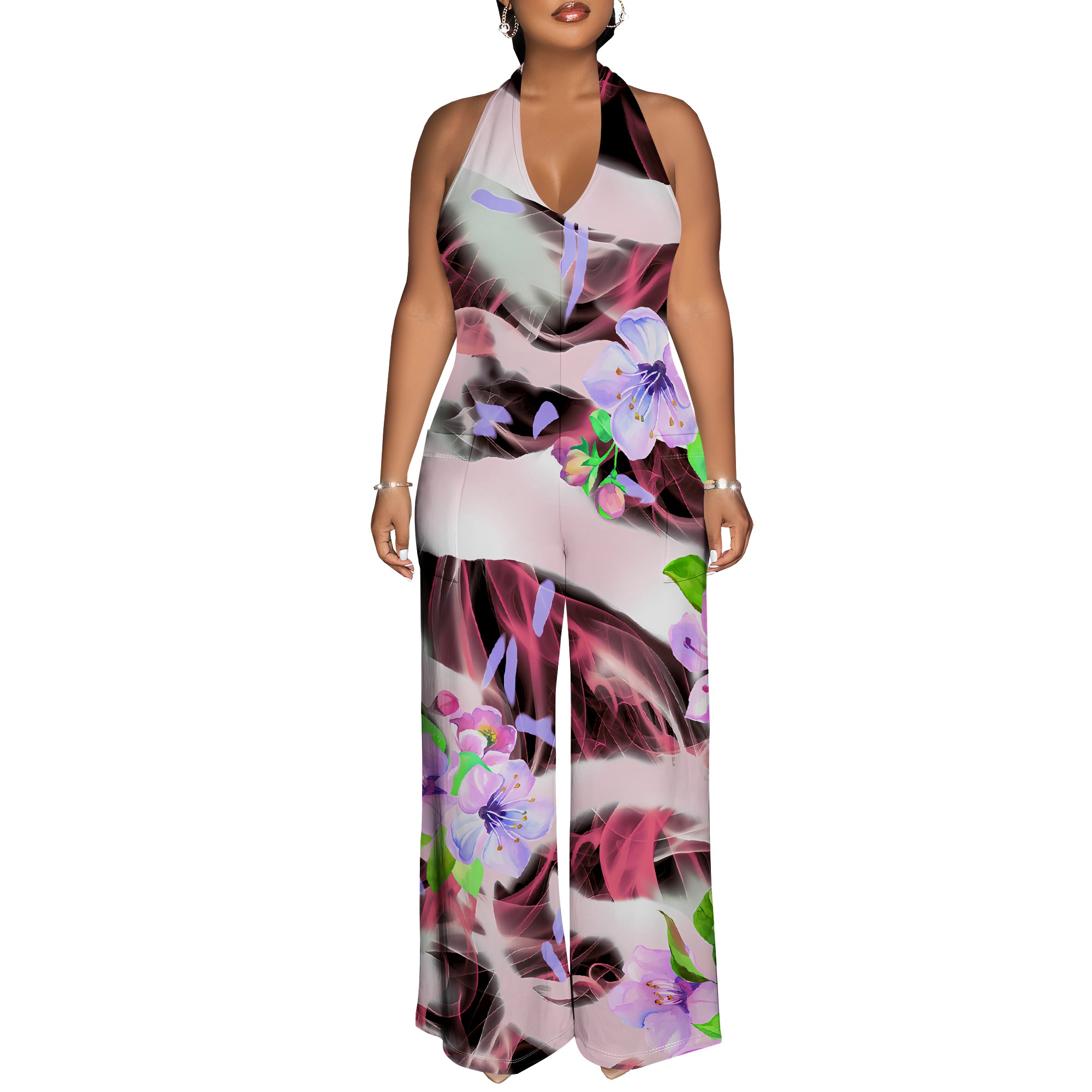 Floral Print Halter Jumpsuit - – Romper Floral Print recenzja i cena