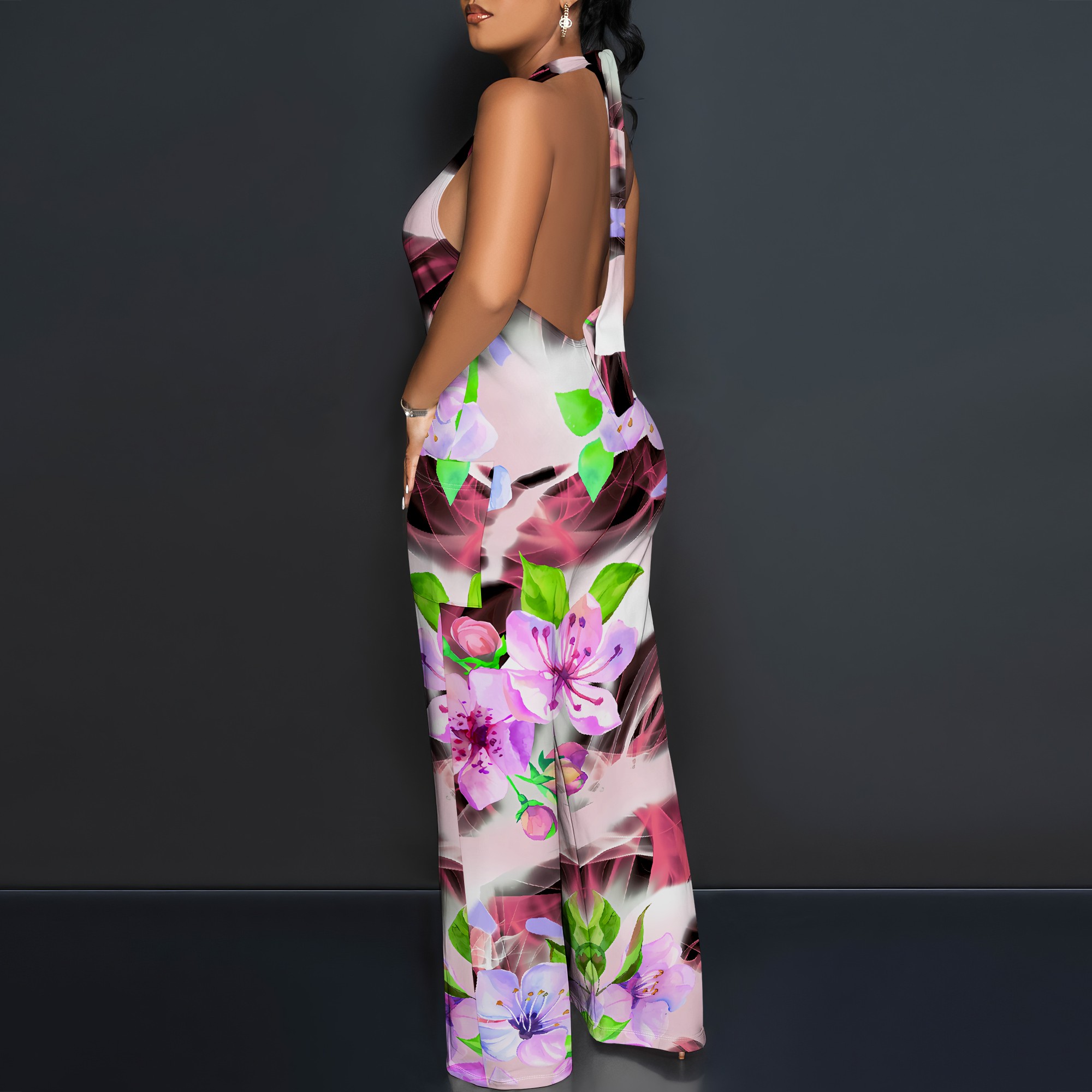 Floral Print Halter Jumpsuit - – Romper Floral Print recenzja i cena
