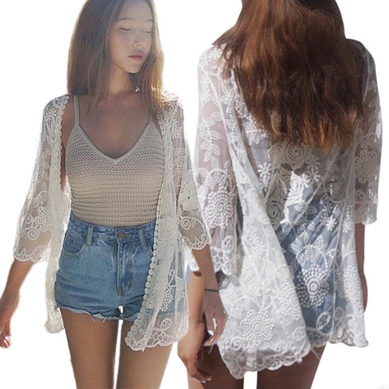 Women Lace Open Front Kimono C – Kimono Sheer Floral recenzja i cena