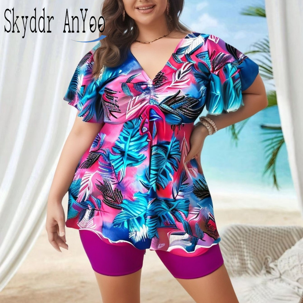 Women's Plus Size Tankini Swim – Romper Floral Print recenzja i cena