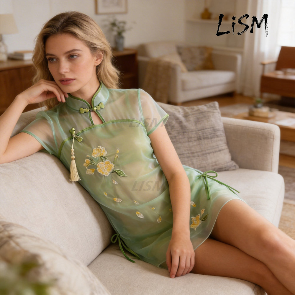 LiSM Women's Cheongsam Pajamas – Kimono Sheer Floral recenzja i cena