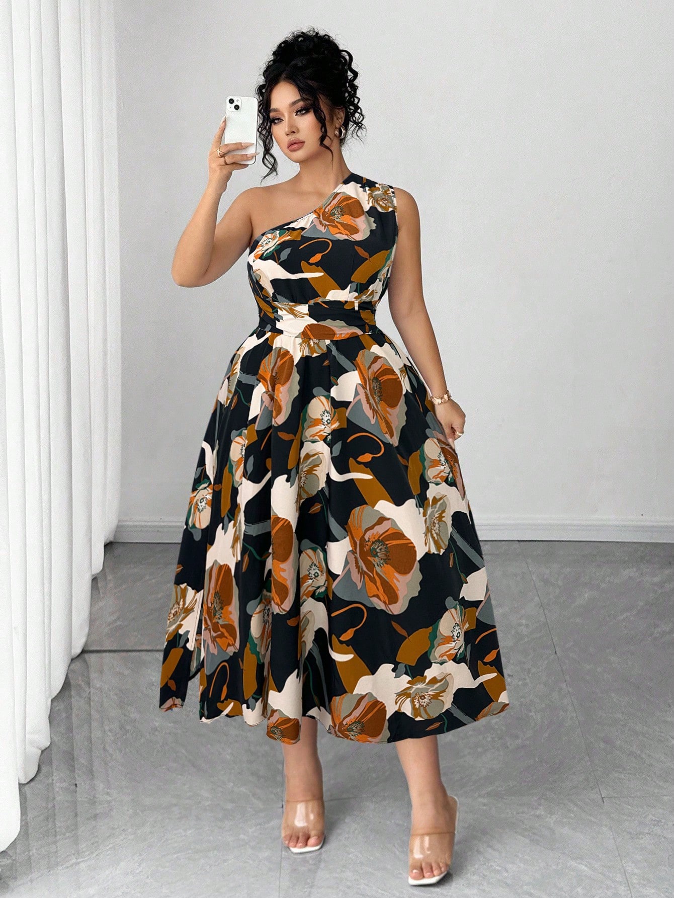 Asymmetrical One-Shoulder Flor – Midi Skirt Floral recenzja i cena