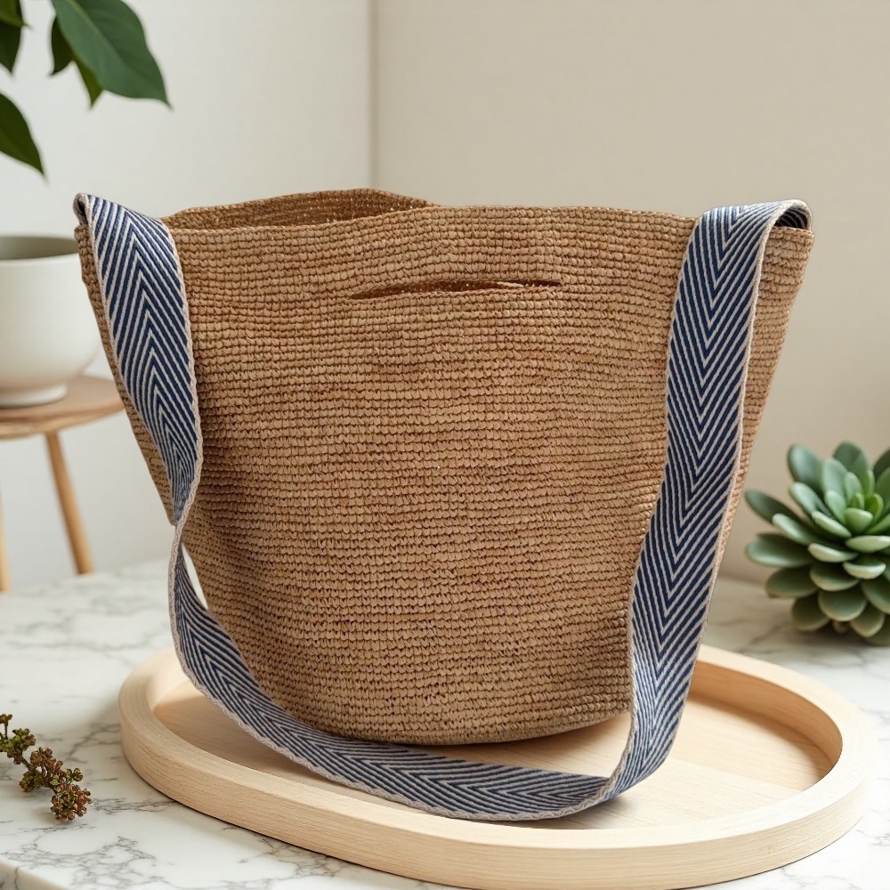 New Raffia Rainbow Bucket Bag  – Crochet Bag Raffia recenzja i cena