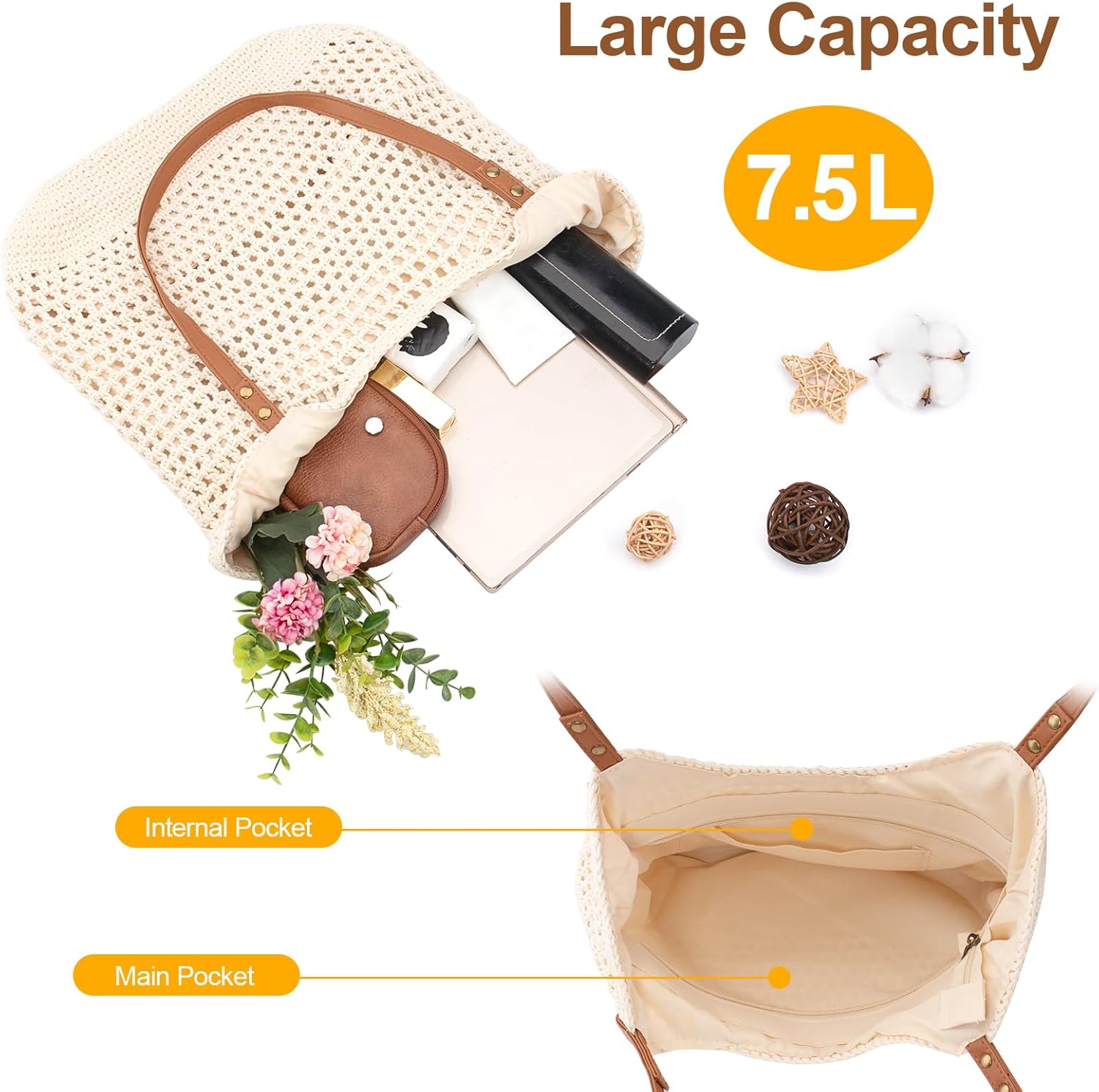 Crochet Beach Bag Purse, Boho  – Tote Bag Beach recenzja i cena