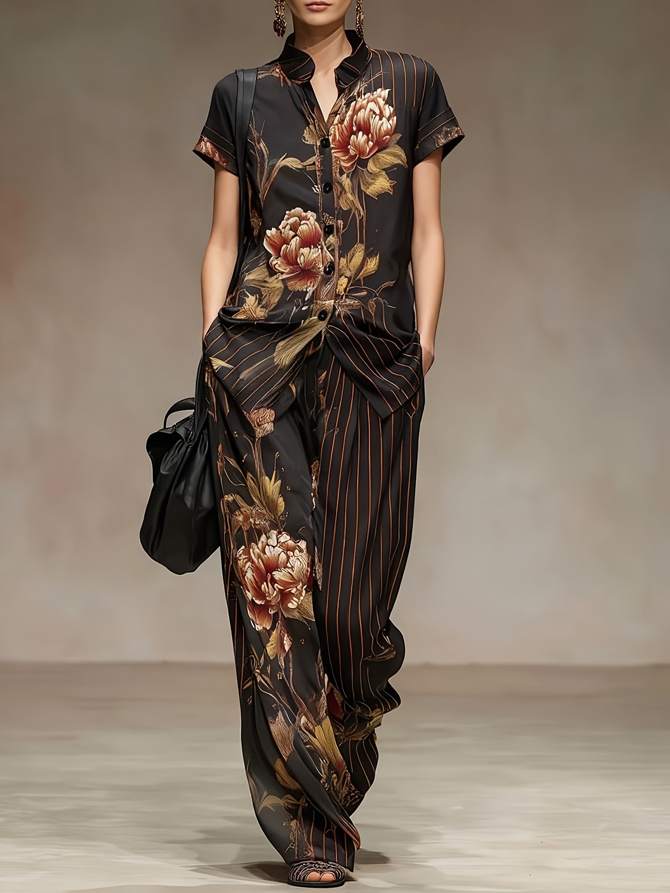 Chiffon Women Summer 2PCS Matc – Romper Floral Print recenzja i cena