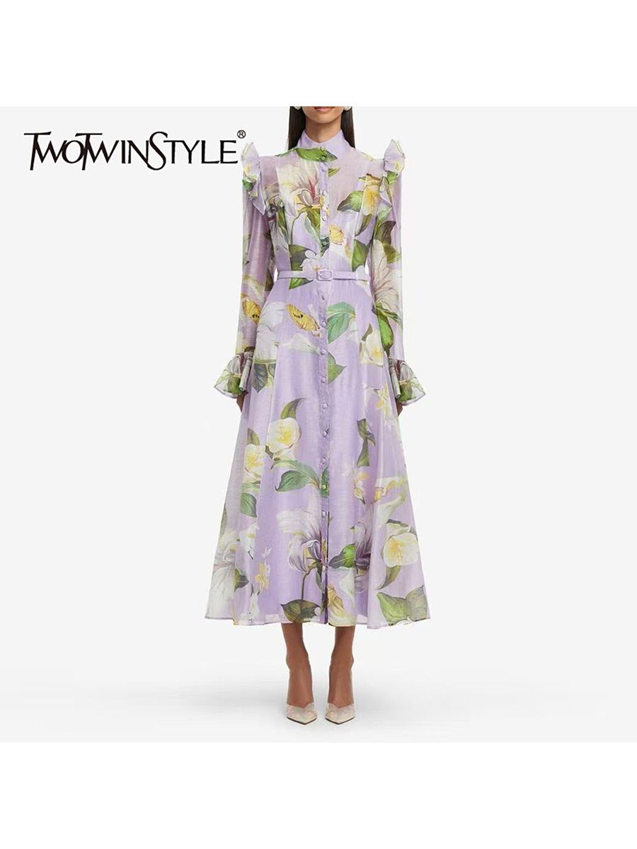 TWOTWINSTYLE Printing Spliced  – Linen Dress Wrap recenzja i cena