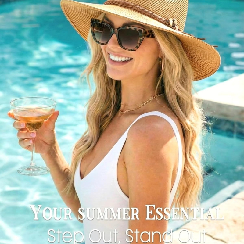 1pc Summer Straw Beach Sun Hat – Hat Floppy Wide recenzja i cena