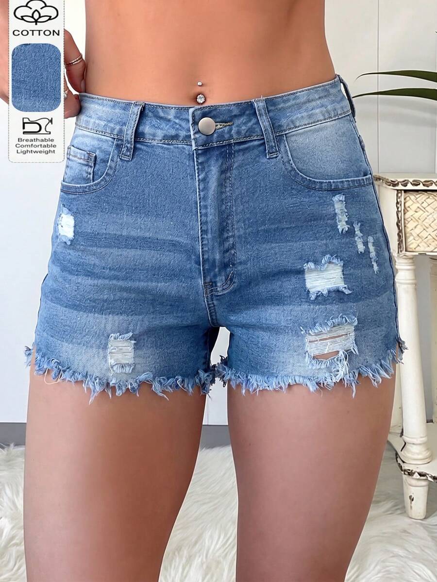 Womens Casual Distressed Denim – Shorts Denim Frayed recenzja i cena