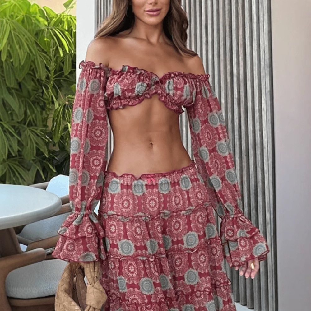 Vintage Print Skirt Two Piece  – Romper Floral Print recenzja i cena