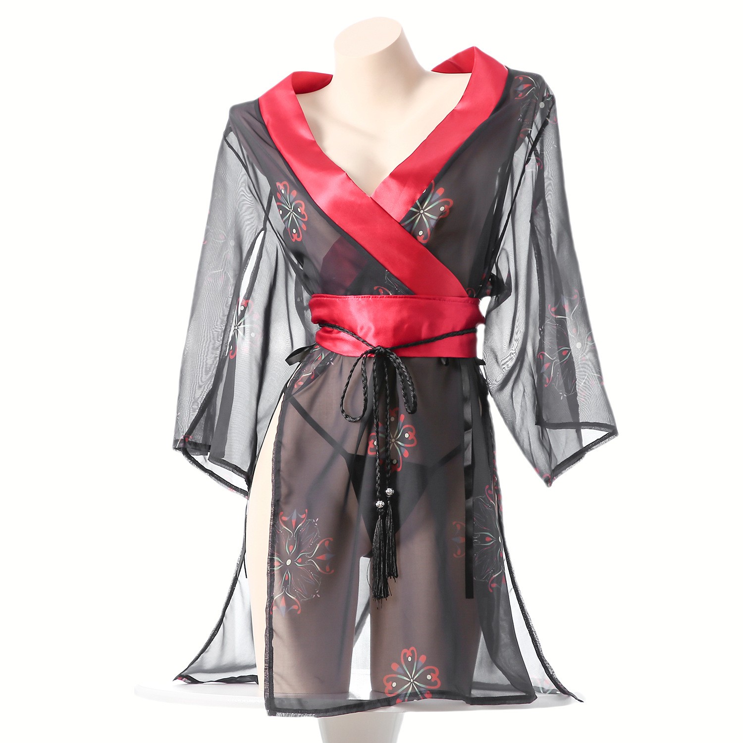 Women's Black Sheer Mesh Japan – Kimono Sheer Floral recenzja i cena