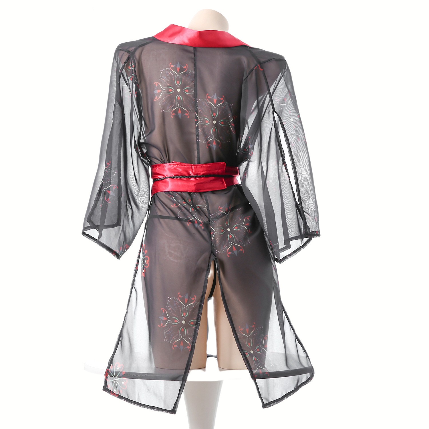 Women's Black Sheer Mesh Japan – Kimono Sheer Floral recenzja i cena