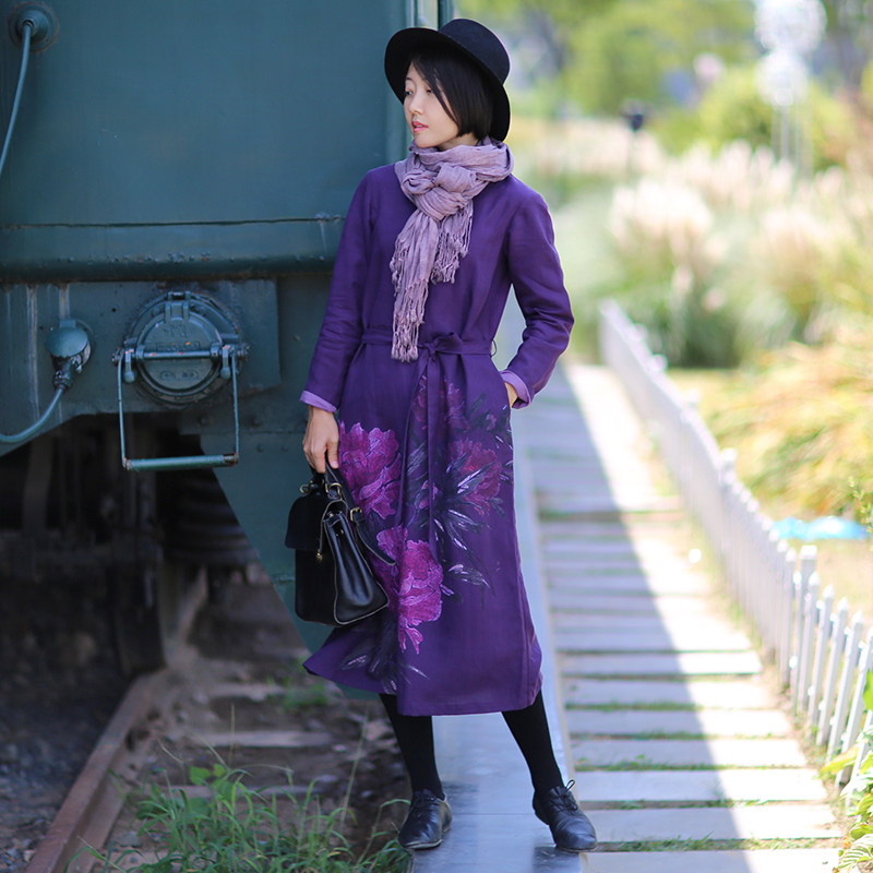 Warm Cotton Linen Peony Print  – Linen Dress Wrap recenzja i cena