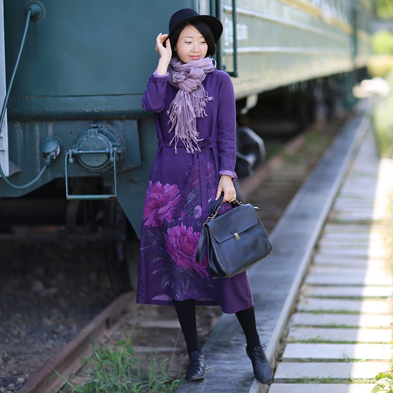 Warm Cotton Linen Peony Print  – Linen Dress Wrap recenzja i cena
