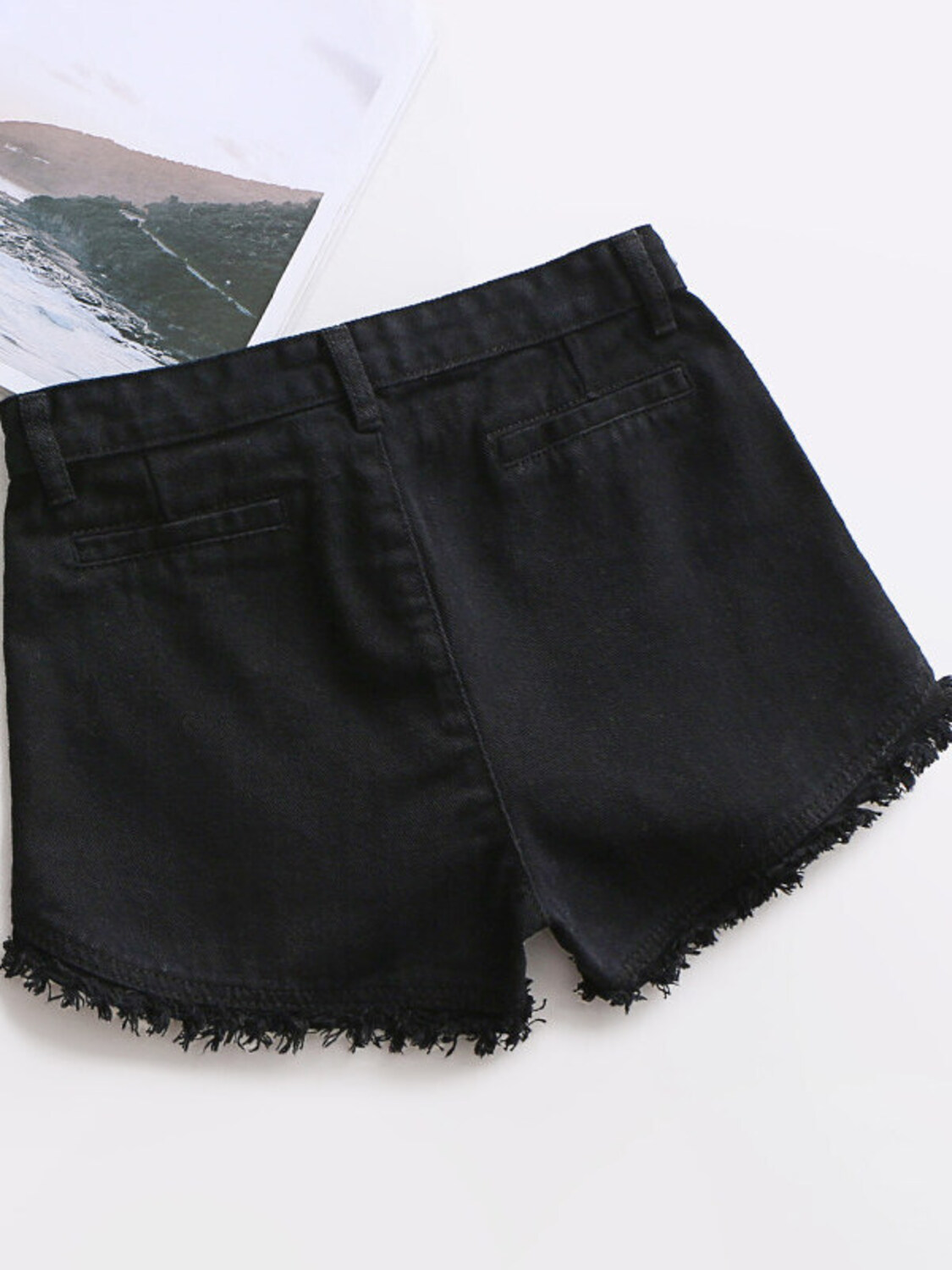 Women's High Waist Denim Short – Shorts Denim Frayed recenzja i cena