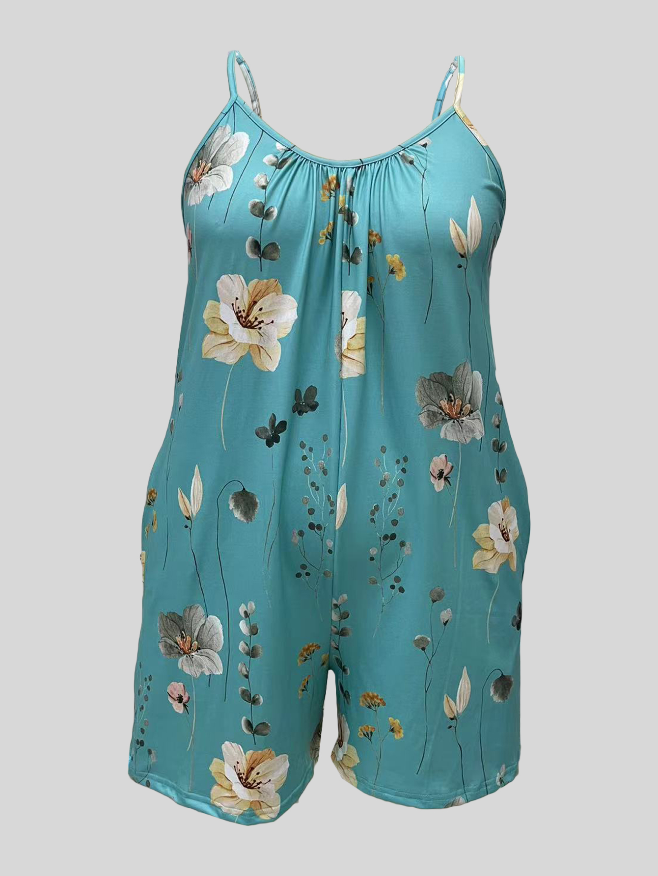 Plus Size Allover Print Cami R – Romper Floral Print recenzja i cena